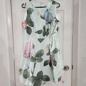 Ted Baker Eleta Distinguishing Rose Mint Dragonfly Dress Size 3 US 8